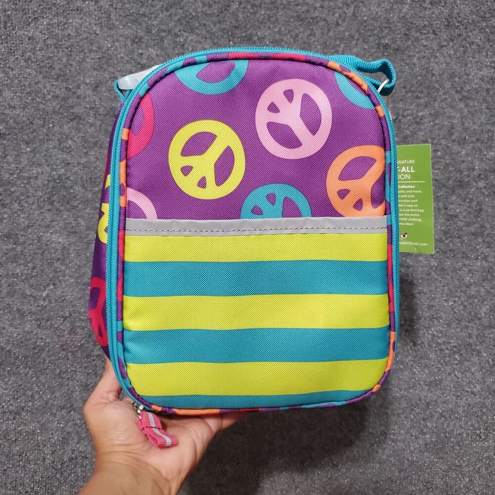Garnet Hill LUNCH BOX School Bag Girl Art Peace AOP Teen Eco Water Repellent New